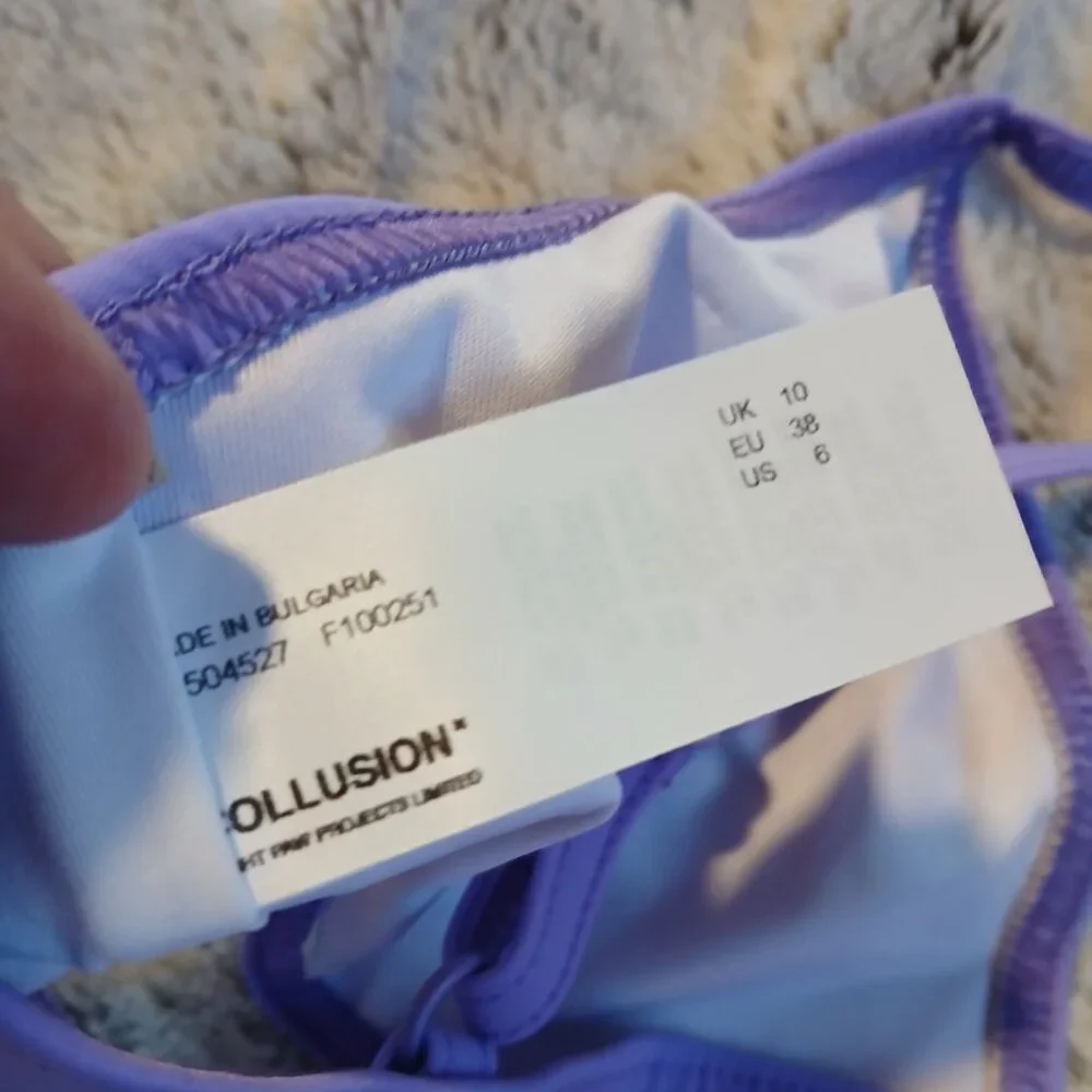 Collusion Women's Recycled Bikini Top Purple Sz 6 NWOT